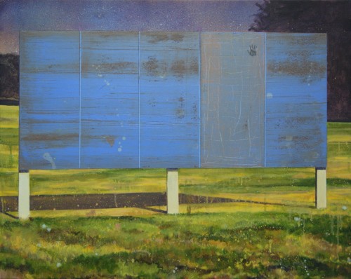 Sign with Hand Print - 51 x 71 cm - Oil, acrylic and spraypaint on canvas