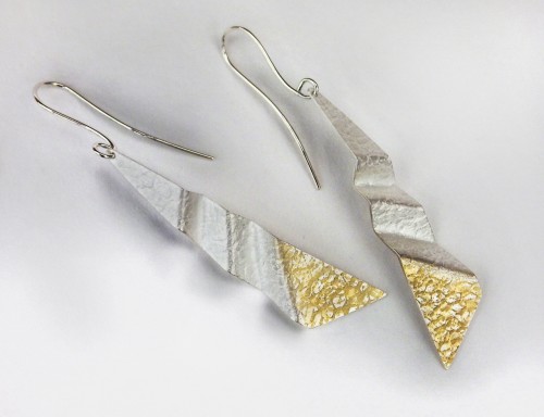 Island Tide, silver drop earrings with 24k gold details