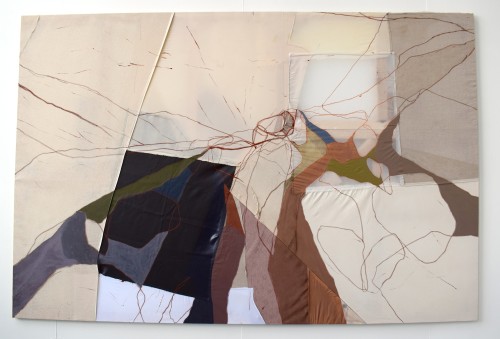 Untitled (Lochnagar III), oil pastel, oil paint and encaustic medium on mixed materials, 310x200cm