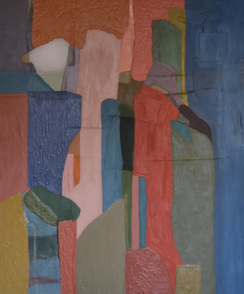 NY Aerial, oil and household paint on mixed materials, 150x182cm