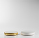 Pair of Large Round Boxes with 22ct Burnished Gold,