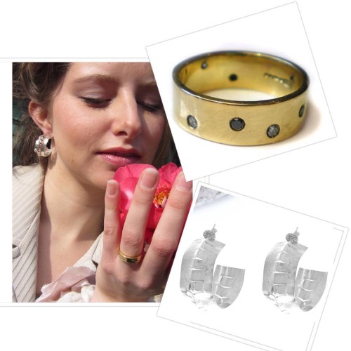 Night and Day ring 18K gold with diamonds, Serenade Hoops