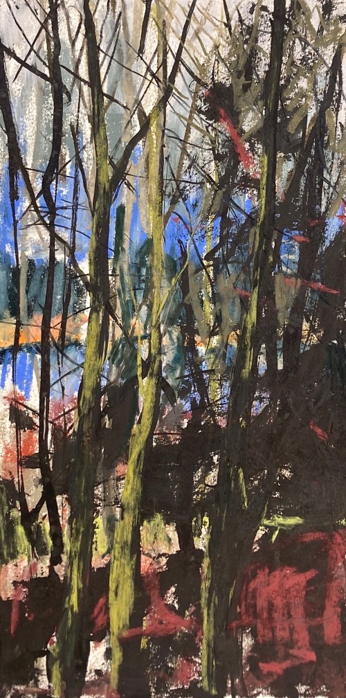  In the woods, Soft pastel and ink wash, 38 x 19cm February 2021 