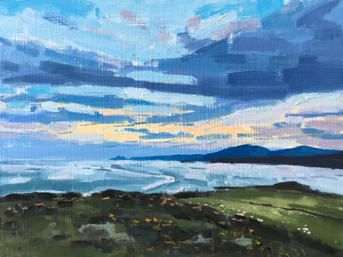 Clouds Towards Arran From Scalpsie Bay Viewpoint 9” x 12” oil on panel