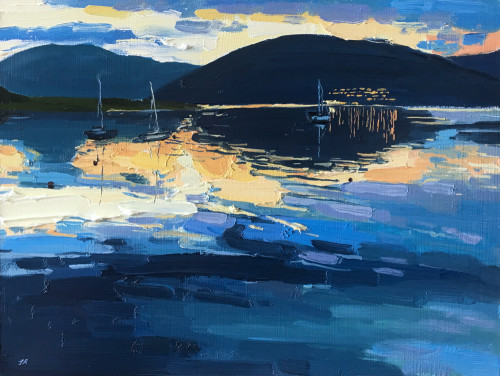 Kames Bay Nocturne 9” x 12” oil on panel