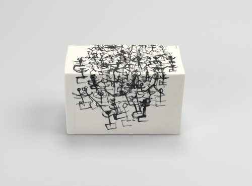 Rushlight character - porcelain box form with abstract imagery