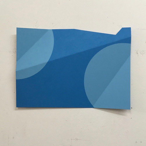 'Too Blue', acrylic gouache on A4 aluminium.