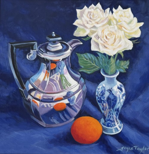 Still life with silver coffee pot