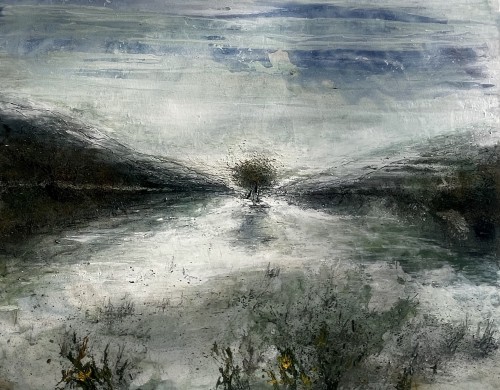 Loch Occasional, Balqhidder 100x130 cm oil, PVA, acrylic, charcoal and pigment on canvas