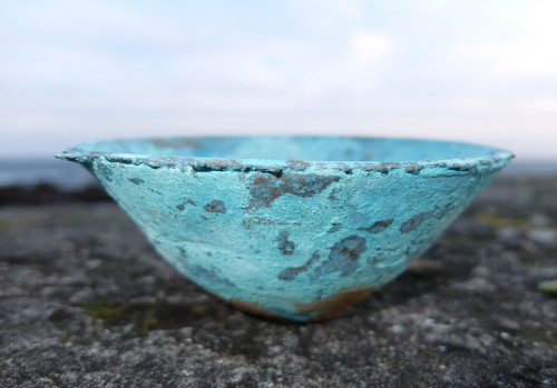 bronze bowl, sea water patina