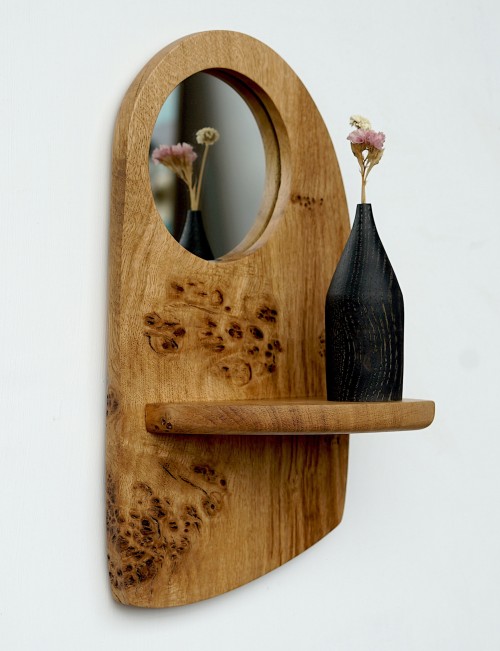 Burry Oak Shelf with Mirror
