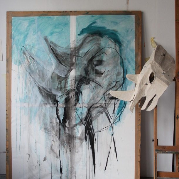 Ceci N'est Pas Un Atelier Rhinoceros, Charcoal&ink On Paper 136 X 183cm, 2022