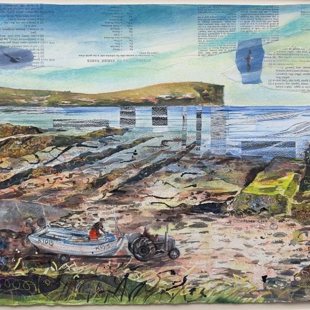 Going Fishing Birsay Mixed Media Painting By Jane Glue 2025