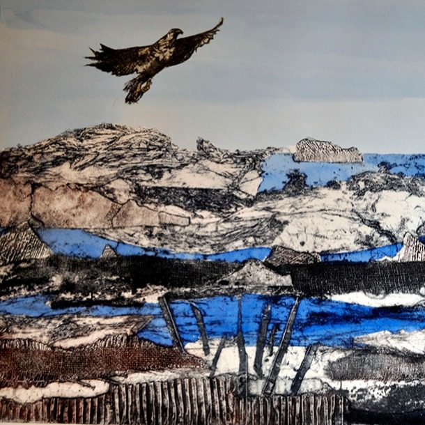 01 C King Flight Over The Summer Isles Collagraph Crop