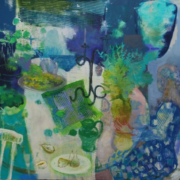 Display With Green Things Vas