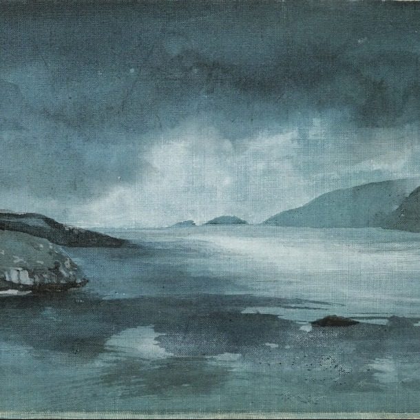 Islands By Twilight Image Size 14x21.5cm Vintage Book Cover Framed Acrylic Ink, Acrylic Spray Varnish 2025