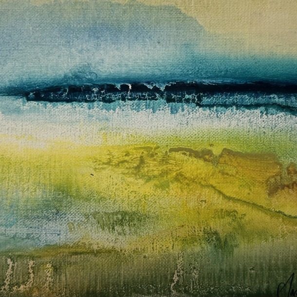 Drawn To The Same Shoreline, Oil On Hand Made Linen Board 18 X 13 Cm, Sarah Knox