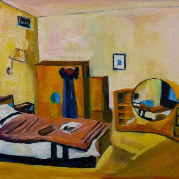 Art Deco Bedroom 1930's Oil On Canvas 30 X 20cm 2026 Sylvia Hill