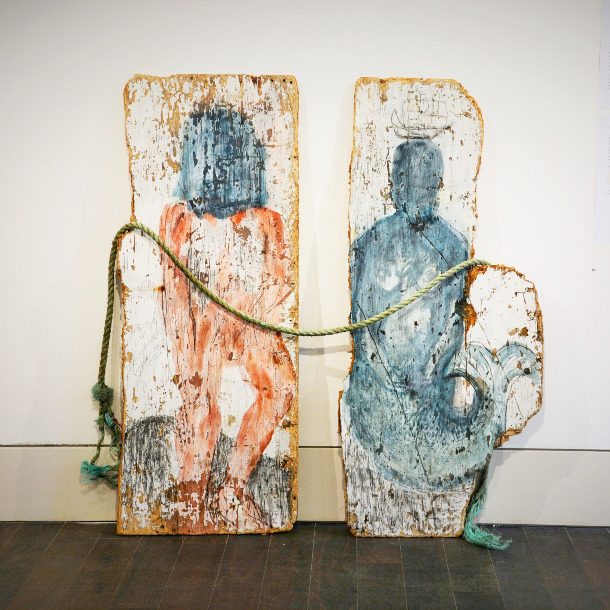 Salt Calls To Salt, Around 2m X 1.2 M, Oil On Driftwood And Rope